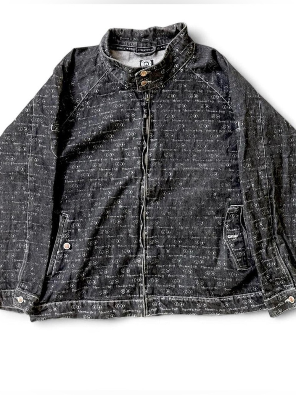 Heaven or Hell Limited Edition genuine black jean denim trucker hip hop jacket